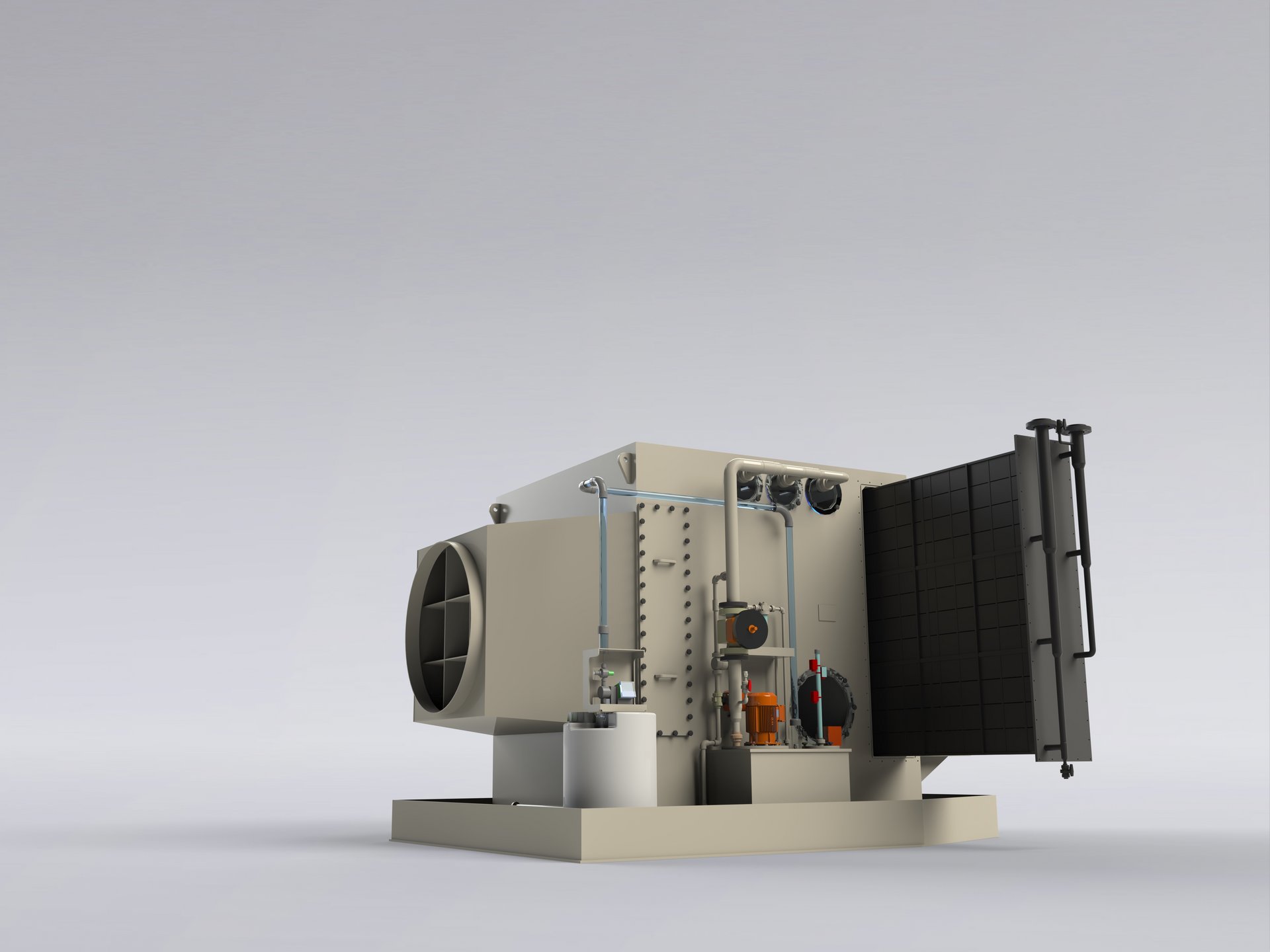 Wärmetauscher in Kunststoff direkt eingebaut im Abluftnasswäscher für Energienutzung aus Abluft und Abgasen - Colasit 